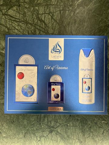 SET REGALO: Lattafa Art of Universe: EDP 100ml Unisex + EDP 20ml + Body Spray 200ml + Boccetta da viaggio